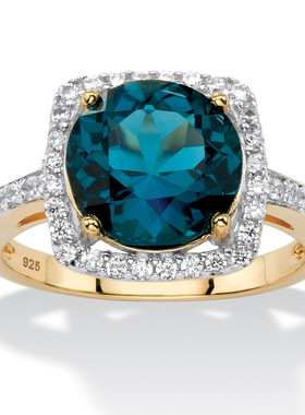 托帕石立方氧化锆925银复古戒指