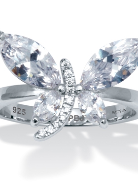 立方氧化锆925银前卫蜻蜓女戒指