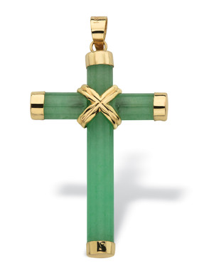 翡翠/10k金(黄金)欧美时尚瑞丽十字架女式玉器吊坠美国代购59895