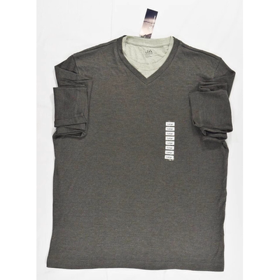 美国进口时尚灰色假两件t恤衫