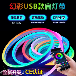 RGB幻彩扁灯带双面发光灯带跑马流水智能APP霓虹灯条音乐律动灯