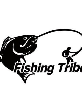 竞钓部落Fishing Tribes钓箱钓具改装贴花汽车身后挡车尾钓鱼贴纸
