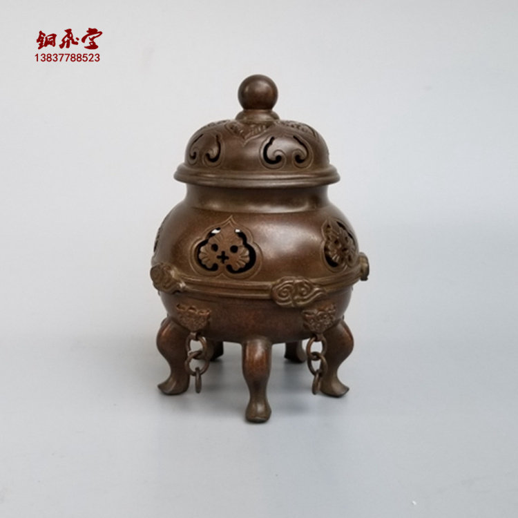 仿古铜五足帝王炉茶道香熏炉檀香盘香宣德炉金鼎铜炉工艺品摆件