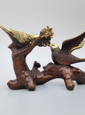 黄铜摆件中式客厅飞枝头