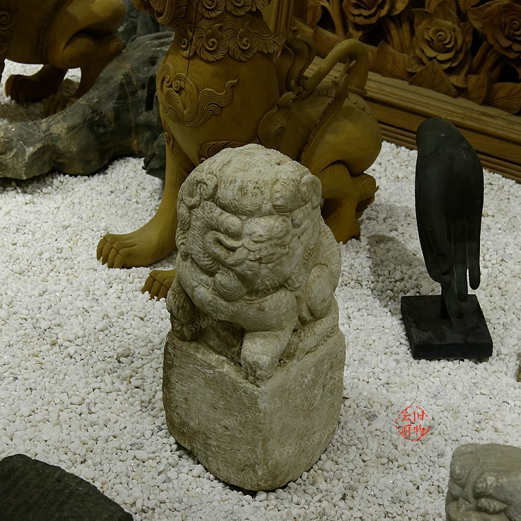 元代石头狮子桌面古韵装饰摆件入口玄关镇宅狮 老石头收藏 枯山水