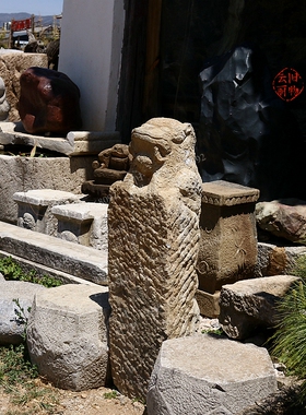 狮子石墩 镇宅门狮 店铺装饰石雕 枯山水园林花园造景石头 收藏