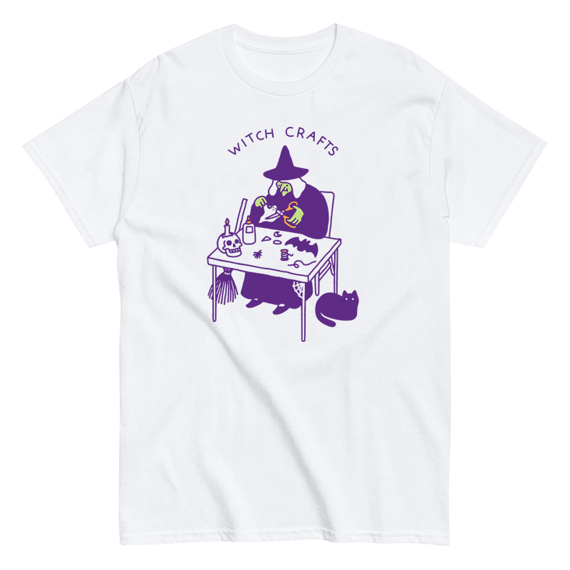 女巫工艺趣味T恤复古Vintage男女纯棉宽松短袖tshirt小众创意夏季