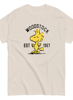 Woodstock短袖T恤小鸟1967史努比伍德斯托克卡通动漫复古情侣男女