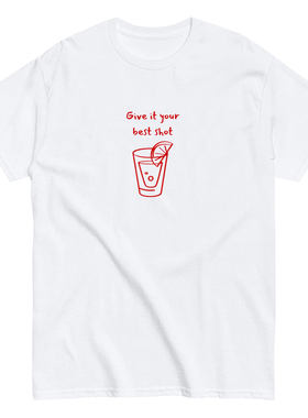 give it your best shot纯棉短袖T恤美式百搭打底上衣潮宽松夏季