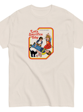 let's sacrifice toby插画创意趣味美式复古短袖bf男女情侣T恤 棉