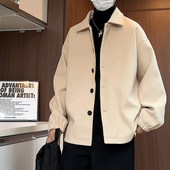 MY冬季 毛呢英伦风cleanfit夹克男女宽松大码 翻领呢子外套保暖防风