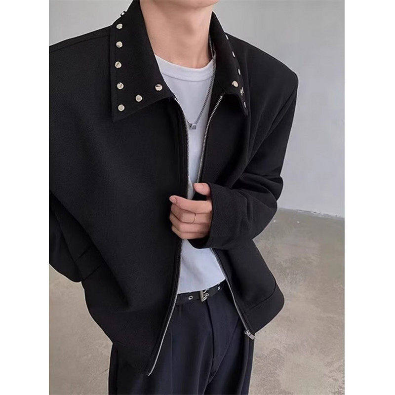 夏季金属飞机扣垫肩小西服外套男