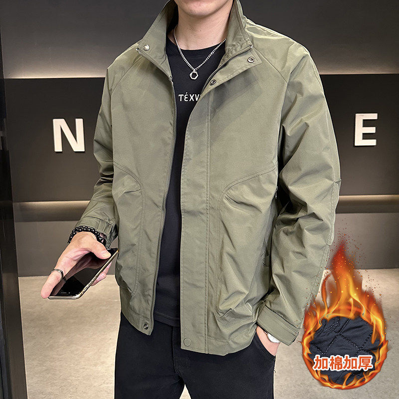 秋冬季男士立领加棉加厚工装夹克