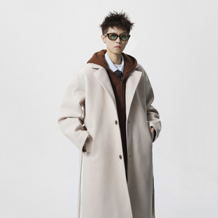 MY秋冬季假两件毛呢大衣外套男中长款韩版风衣痞帅英伦风穿搭套装