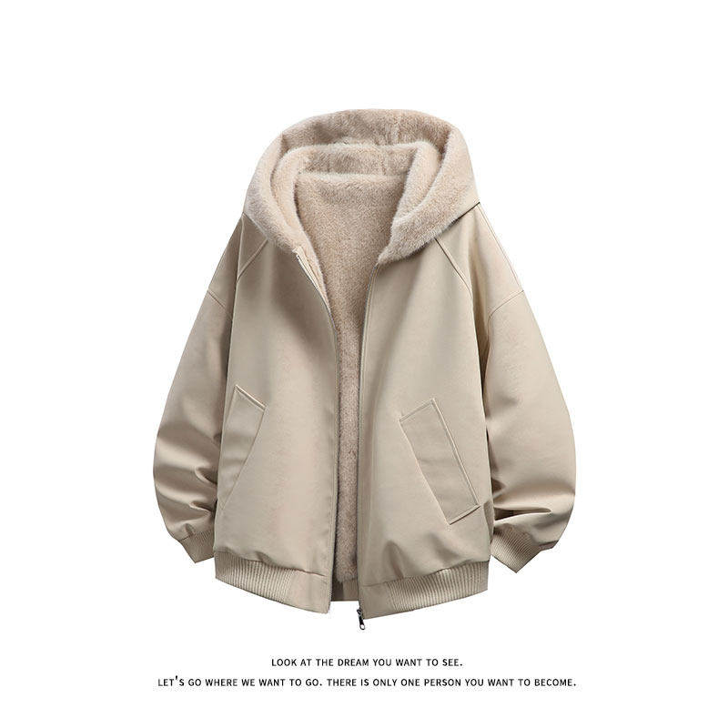 秋冬季PU皮保暖棉服加绒加厚外套