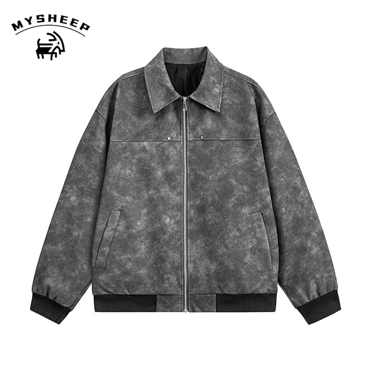 MY春季2026年新款美式复古机车痞帅休闲皮夹克飞行服皮衣男生外套