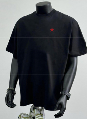 夏季宽松大码复古圆领纯棉红色印花休闲短袖C310-1/2779