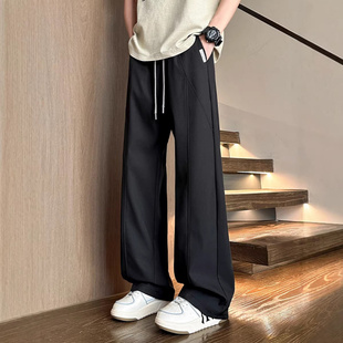 MY春季新款韩系简约西裤男款宽松大码直筒百搭舒适休闲裤抽绳裤子