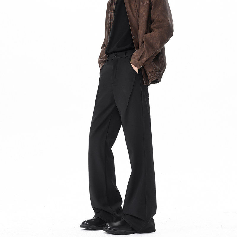 MY新款cleanfit黑色微喇弯刀西裤美式高街裤男女款直筒休闲西装裤