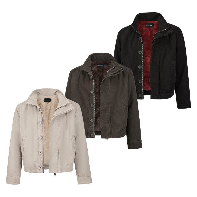 冬季加绒加厚仿兔毛立领夹克外套