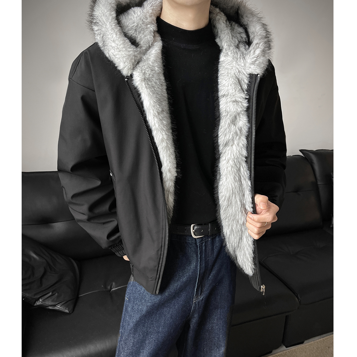 冬季狼王座山雕棉衣连帽保暖外套