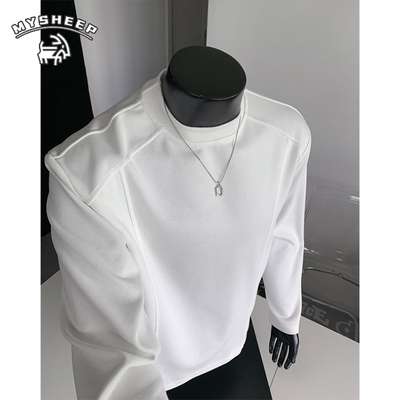 MY男装秋季套头卫衣cleanfit正肩长袖打底衫秋装内搭上衣