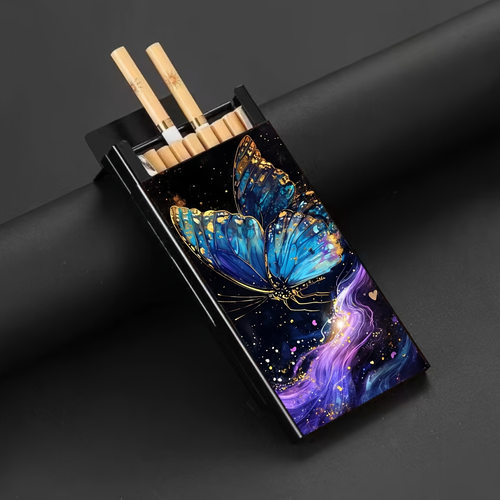 创意彩绘铝制抽拉烟盒女士细支烟盒 2024新品女士铝烟盒