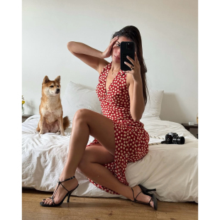 挂脖深V领长裙 新款 度假风性感露背桑蚕丝连衣裙 真丝双绉 雪绿