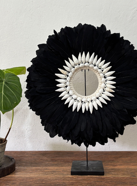 原创设计羽毛贝壳桌面摆件