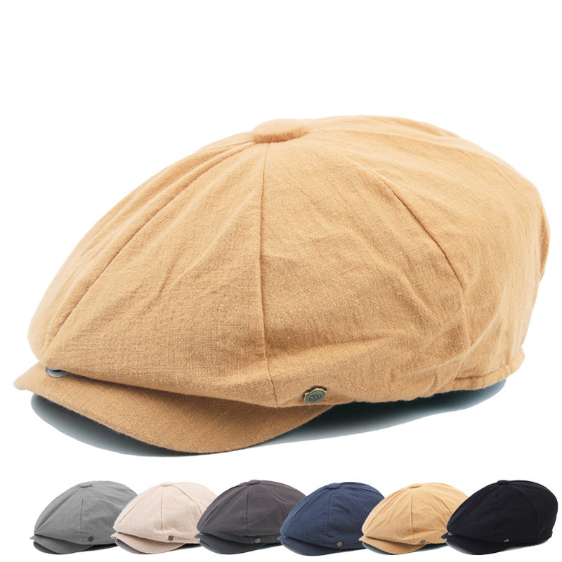 怀旧个性鸭舌帽大八角帽贝雷帽男国潮复古7080年代画家前进帽子
