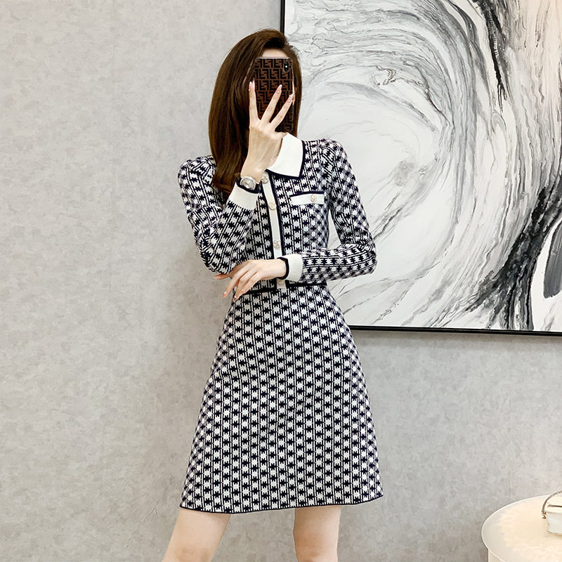 小个子针织连衣裙女秋冬2022新款韩版收腰显瘦超仙内搭打底衫裙子