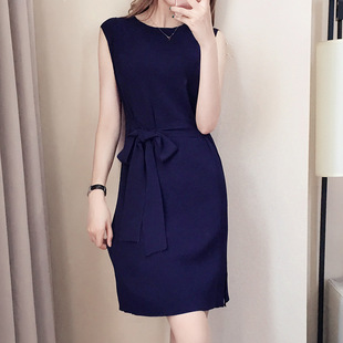 无袖背心针织冰丝连衣裙2023夏装新款名媛中长款宽松大码打底裙女