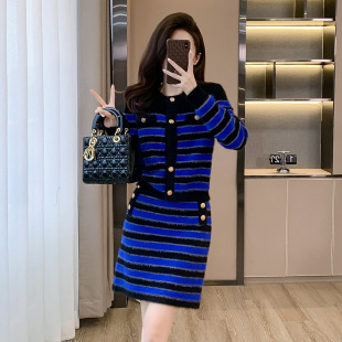 春季小个子针织毛衣两件套装裙女小香风开衫半身裙时尚休闲套装裙