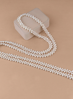 丹姐饰品天然淡水珍珠项链手工编织串珠东大门百搭长毛衣链XL034