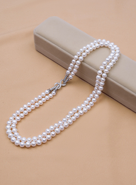 丹姐饰品天然珍珠百搭多层项链简约气质长款日韩圆珠毛衣链XL016