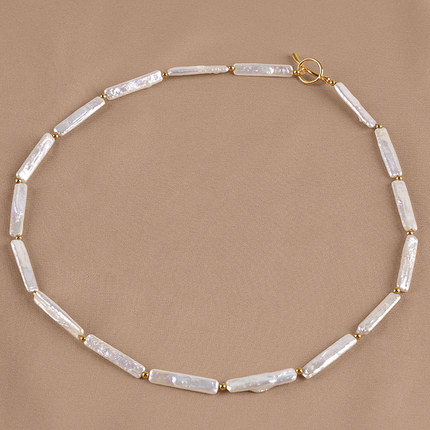 丹姐饰品天然淡水珍珠项链强光女款锁骨链小银条巴洛克轻奢XL071