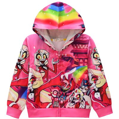 2025新款地狱客栈印花 中大童卫衣服装  拉链连帽外套夹克衫36220