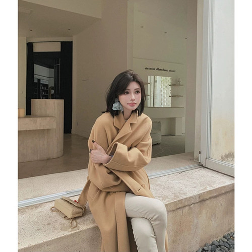 大衣女秋冬高级羊毛羊绒毛呢外套