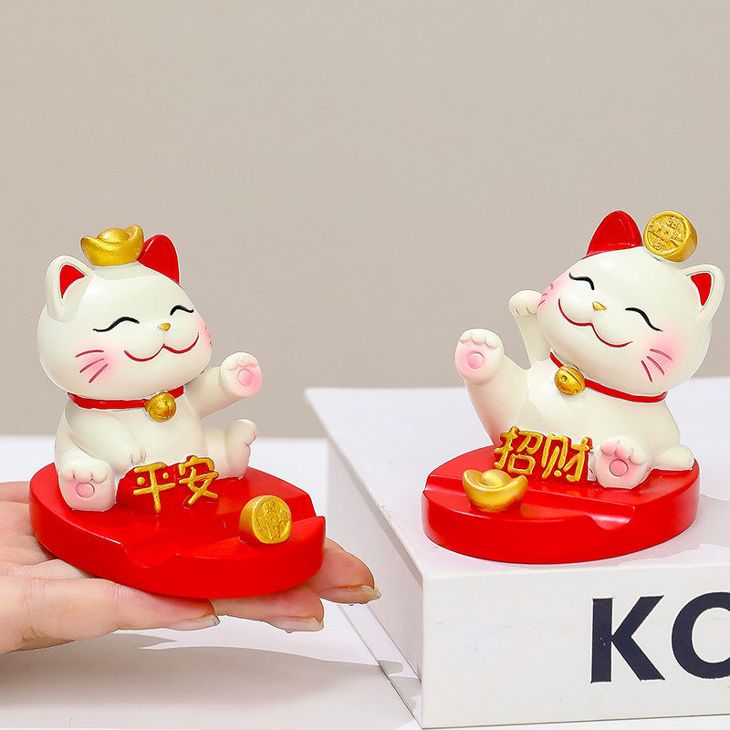 可爱招财猫手机支架摆件创意办公室桌面懒人追剧神器装饰品小礼物
