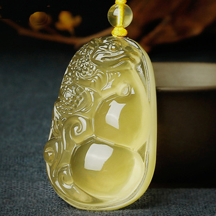 天然巴西黄水晶貔貅吊坠 男士挂件女饰品随身项坠