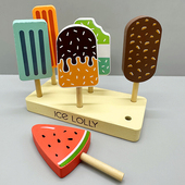 北欧风原木多彩雪糕 童真益智玩具 仿真木制冰棒幼儿园儿童过家家