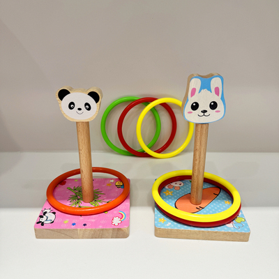 儿童木制动物套圈怀旧感统玩具