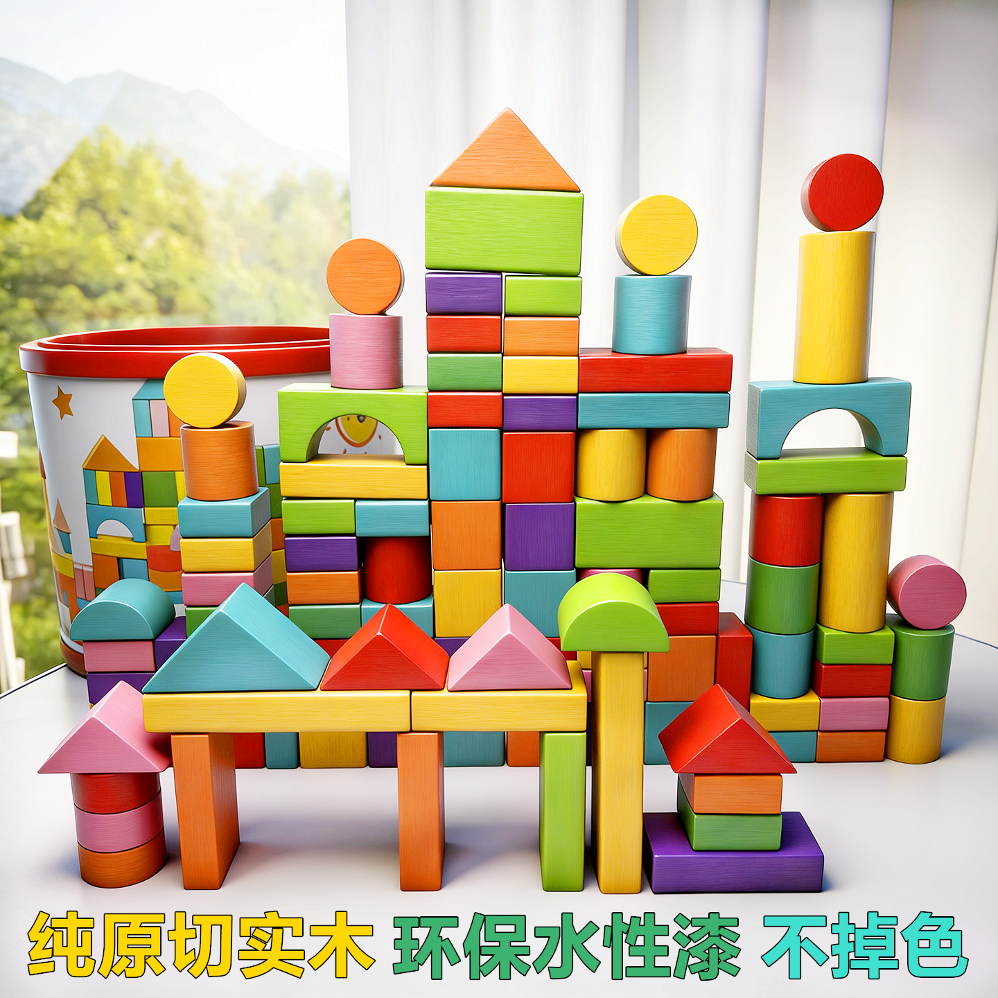 木奇乐蒙氏早教可啃咬大颗粒积木