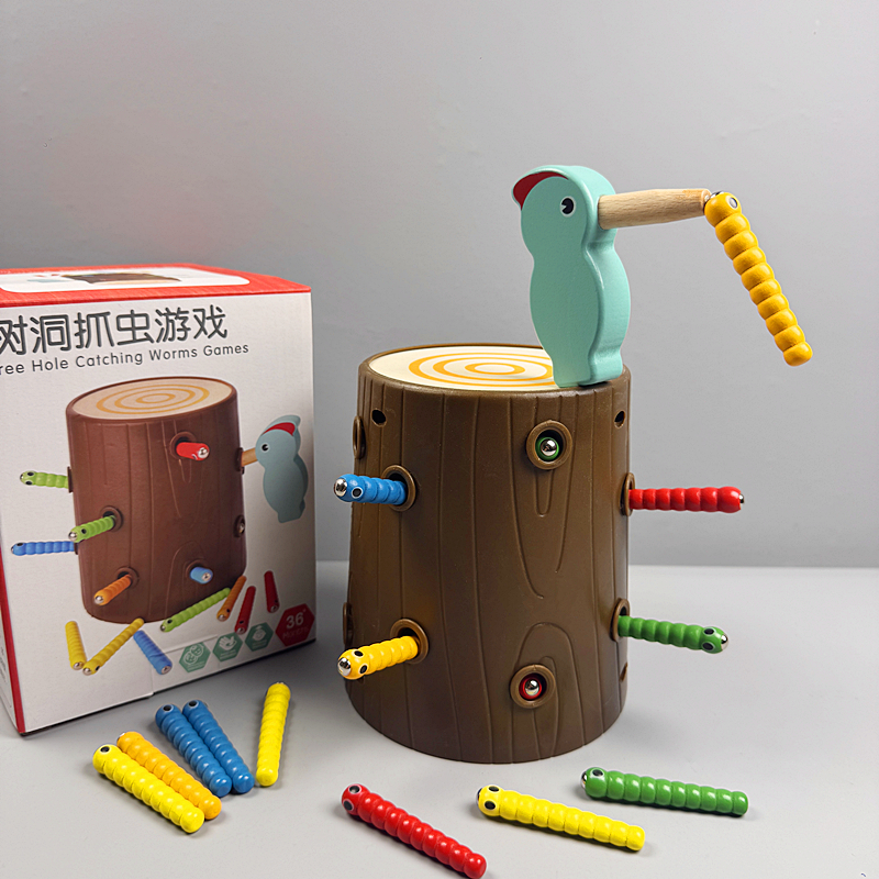 智力磁性抓虫啄木鸟玩具捉虫