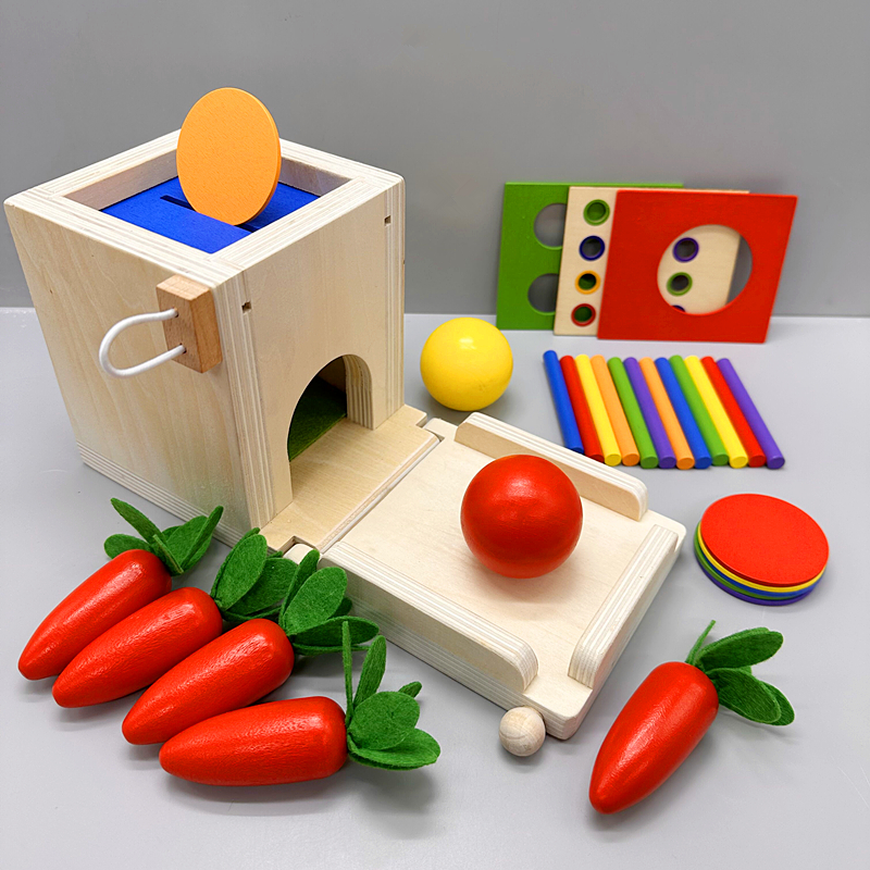 蒙氏教具四合一抽屜投幣盒