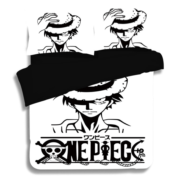 卡通黑白四件套海贼王儿童路飞三4件套1.5米 1.8m床上用品单被套