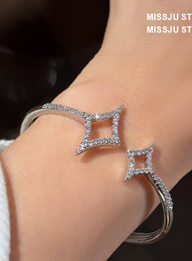 极简小众又贵气四芒星手镯戒指女精致时尚清冷感星芒高颜值叠戴