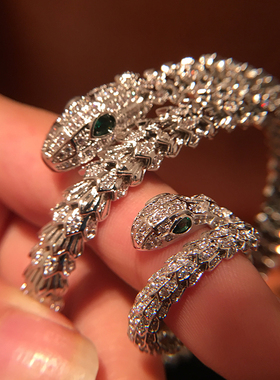 欧美风单圈弹力蛇头开口戒指手环