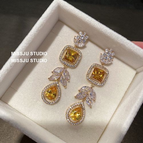 耳环水滴吊坠树叶晚宴礼服晶钻