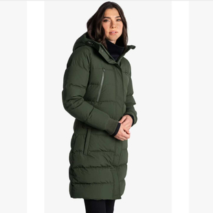 S码 国现lole女士700蓬有机防水面料中长款派克羽绒服